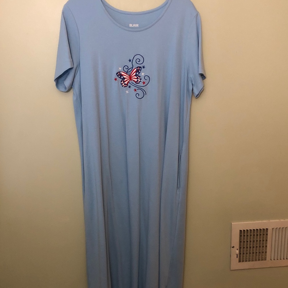 Blair Sky Blue maxi dress with Butterfly Accent